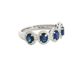 Bold & Elegant Platinum 1.43 Carats Blue Sapphires & 0.29 Carats Diamond Halo Band