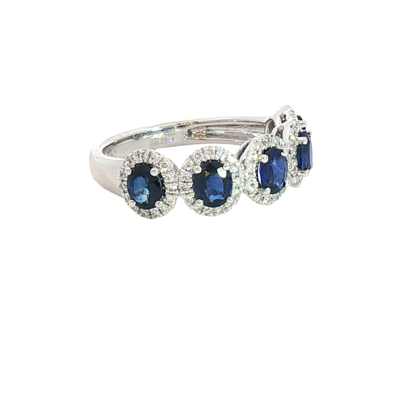 Bold & Elegant Platinum 1.43 Carats Blue Sapphires & 0.29 Carats Diamond Halo Band