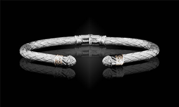 Sophisticated & Timeless Diamond Bracelets Sterling Silver & 14K Yellow Gold 0.28 Carats Lab Grown Diamond Bangle Bracelet - 6.5 Inch