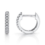 Classic & Contemporary 14K White Gold 0.07 Carats Diamond Huggie Earrings
