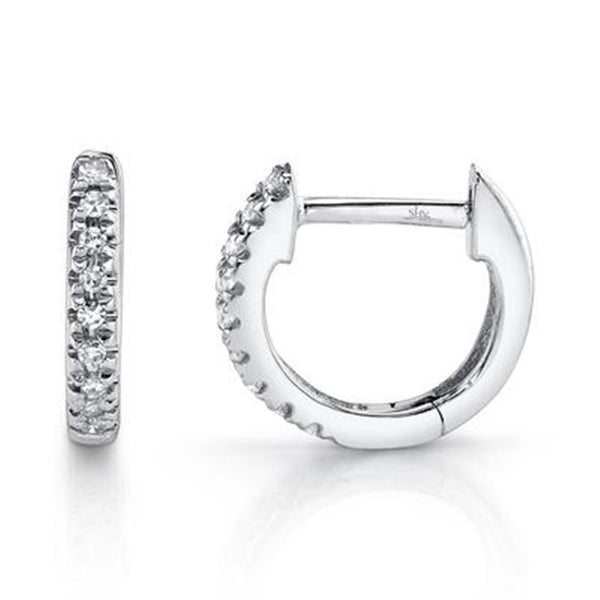 White Gold 14K Diamond Huggie Earrings 0.04 Carats
