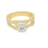 Elegant Diamond Mountings 14K Yellow Gold Round Cut Cubic Zirconium & 0.84 Carats Diamond Engagement Ring