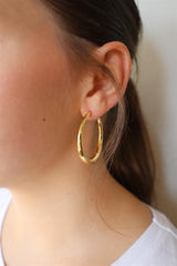 Elegant Precious Metal Earrings 18K Yellow Gold Large Hoop Earrings