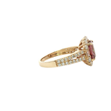Bold & Elegant 14K Gold Yellow Halo Malaya Garnet Fashion Rings- Garnet 2.41 Carats & Diamond 0.89 Carats