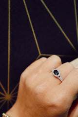 White 14 Karat Gold 0.89 Carats Sapphire & 0.57 Carats Diamonds Halo Ring
