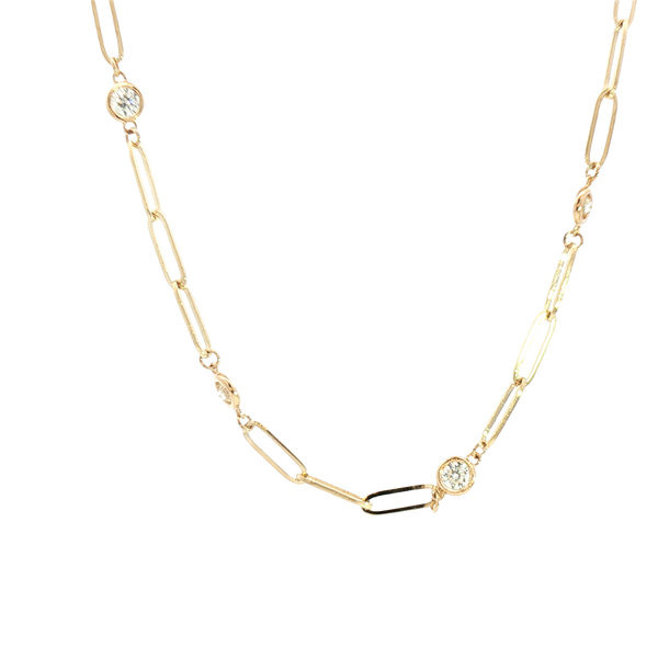Elegant Diamond Necklaces 14K Yellow Gold 1.80 Carats Diamond Station Necklace - 18 Inch