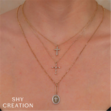Elegant Diamond Necklaces & Pendants 14K White Gold 0.12 Carats Medium Diamond Cross Necklace - 18 Inch