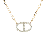 Elegant Diamond Necklaces 14K Yellow & White Gold 0.19 Carats Diamond Necklace - 18 Inch