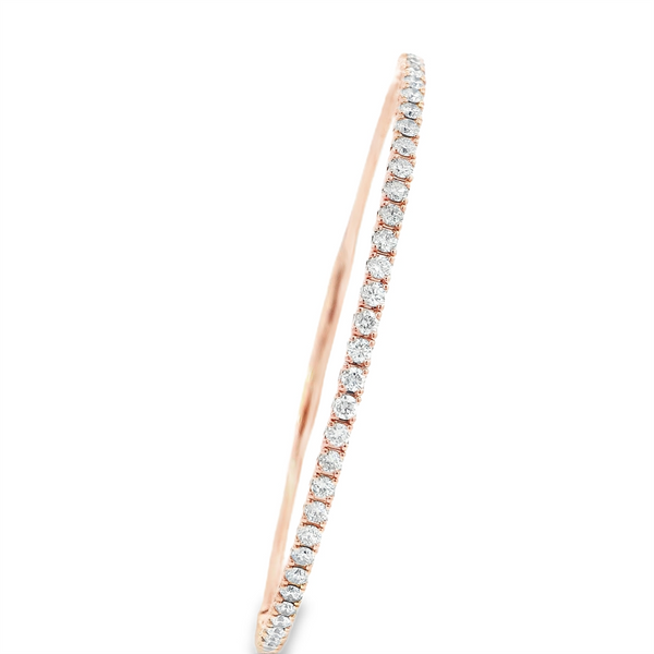 Sophisticated & Timeless Diamond Bracelets 14K Gold Rosé & Titanium Flex Diamond Bangle Bracelet - 0.97 CTW, Size 6 Inch