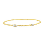 Sophisticated & Timeless Diamond Bracelets 14K Gold Yellow & Tiotanium 0.21 Carats Diamond & Milgrain Flexible Bangle Bracelet - 0.21 CTW, Size 6.75 Inch