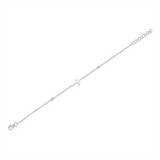 Sophisticated & Timeless Diamond Bracelets 14K White Gold 0.03 Carats Diamond Cross Bracelet - 7 Inch