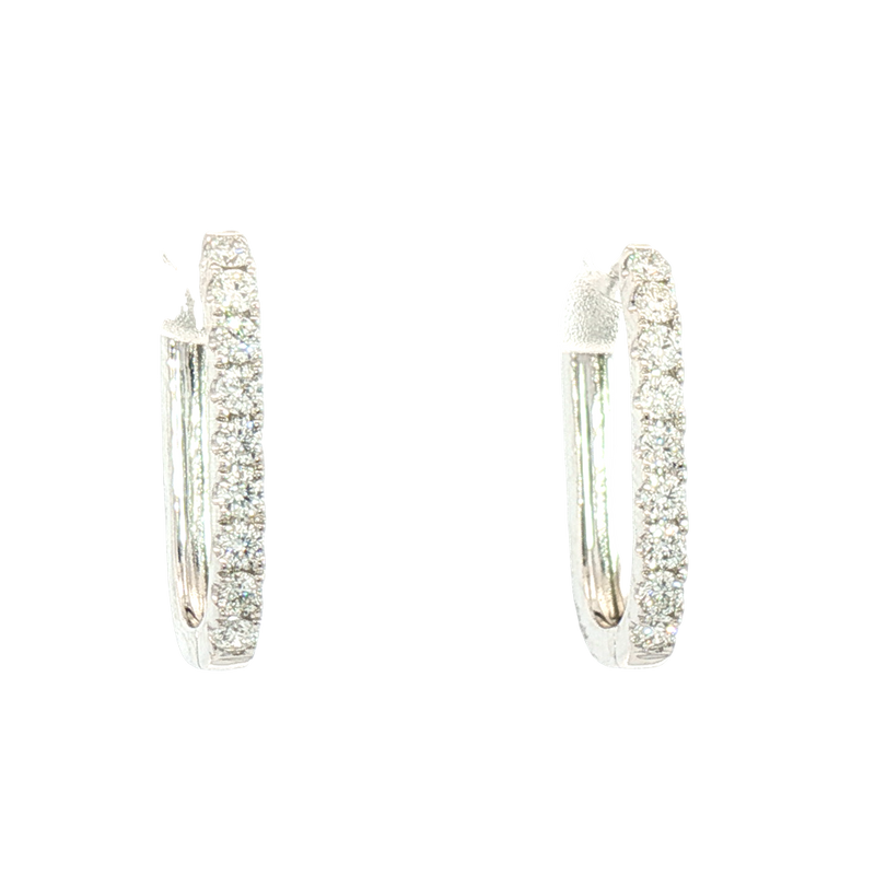 Classic & Contemporary 14K Gold White 0.38 Carats Diamond Medium Hoop Earrings