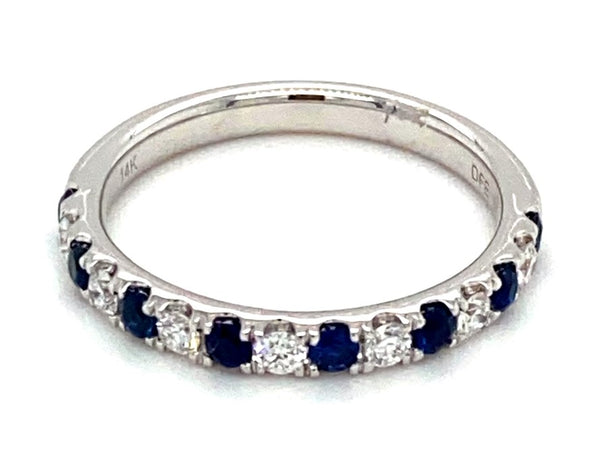 White 14 Karat Gold 0.48 Carats Sapphires & 0.24 Carats Diamonds Stackable Ring