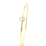 Sophisticated & Timeless Diamond Bracelets 14K Gold Yellow & Titanium Flexible Oval Bezel Diamond Bangle Bracelet - 0.39 CTW, Size 6.75 Inch