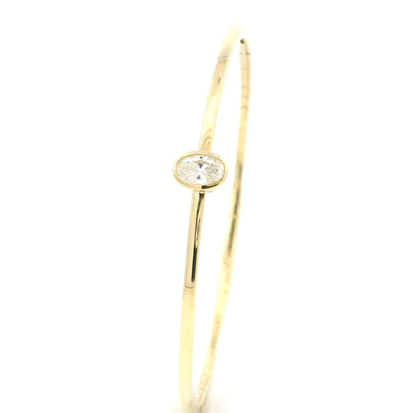 Sophisticated & Timeless Diamond Bracelets 14K Gold Yellow & Titanium Flexible Oval Bezel Diamond Bangle Bracelet - 0.39 CTW, Size 6.75 Inch