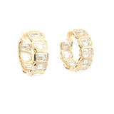 Classic & Contemporary 14K Yellow Gold Emerald Cut 3.61 Carats Lab-Grown Diamond Huggie Earrings