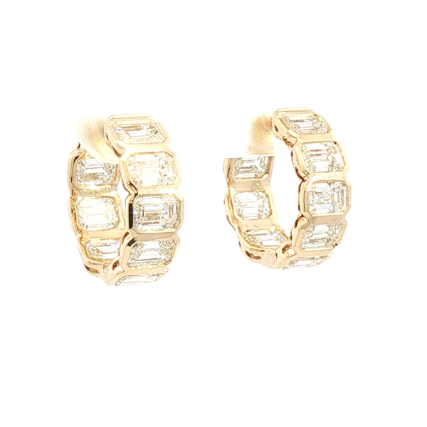 Classic & Contemporary 14K Yellow Gold Emerald Cut 3.61 Carats Lab-Grown Diamond Huggie Earrings