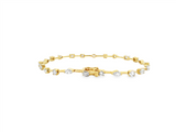 Sophisticated & Timeless Diamond Bracelets 18K Gold Yellow Round, Marquise, Oval, Emerald Cut & Pear Cut Diamond Link Bracelet - 3.01 CTW, Size 7.5 Inch