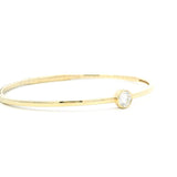 Sophisticated & Timeless Diamond Bracelets 14K Gold Yellow & Titanium Flexible Round Bezel Diamond Bangle Bracelet - 0.5 CTW, Size 6.75 Inch