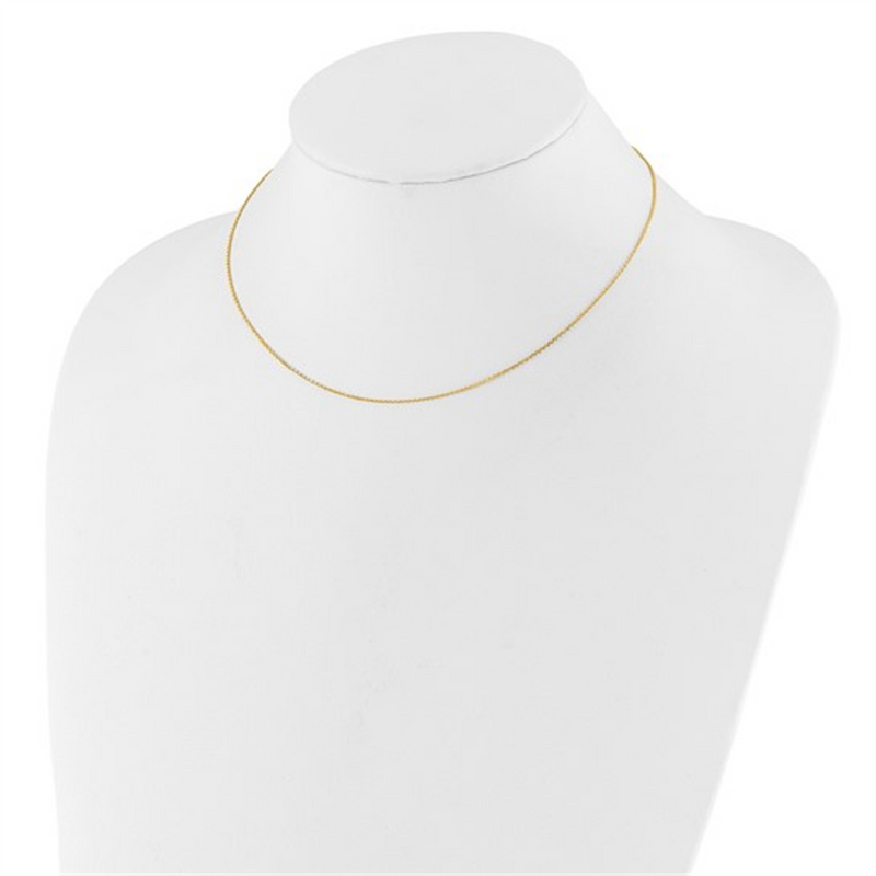 Elegant & Durable Designs 10K Gold Yellow 0.95mm Diamond Cut Round Cable Link Chain, 18 Inch Adjustable