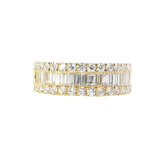 Elegant Diamond Bands 18K Yellow Gold 1.23 Carat Baguette & Round Diamond Band
