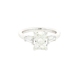 14K White Gold Three Stone Retangular Cushion & Trapezoid Cut 2.65 Carats Lab Grown Diamond Ring