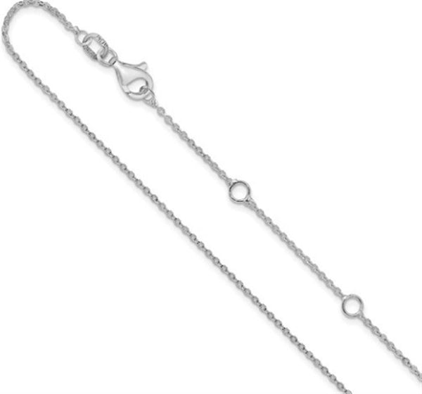 Elegant & Durable Designs 10K Gold White 1.2mm Cable Link Chain, 18 Inch Adjustable