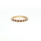 MPJ Exclusive Bold & Elegant 14K Gold Yellow Stackable Color Stone January Birthstone Bands - Garnet 0.17 Carats & Diamonds 0.12 Carats