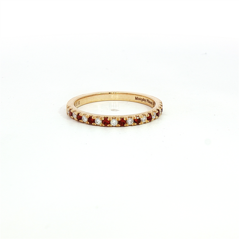 MPJ Exclusive Bold & Elegant 14K Gold Yellow Stackable Color Stone January Birthstone Bands - Garnet 0.17 Carats & Diamonds 0.12 Carats