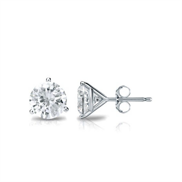 DOORBUSTER!!  10K Gold White Natural 1/4 Carats Diamond Stud 3-Prong Earrings
