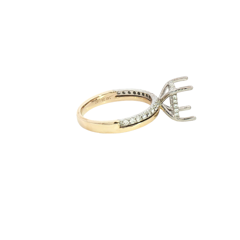 Elegant Diamond Mountings 14K Yellow & White Gold Emerald Cut 7x5mm Diamond Semi Mount Engagement Ring -  0.26 Carats
