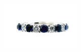 18K White Gold Stackable Sapphire & Diamond Band, 0.69ct Blue Sapphires & 0.41ct Diamonds