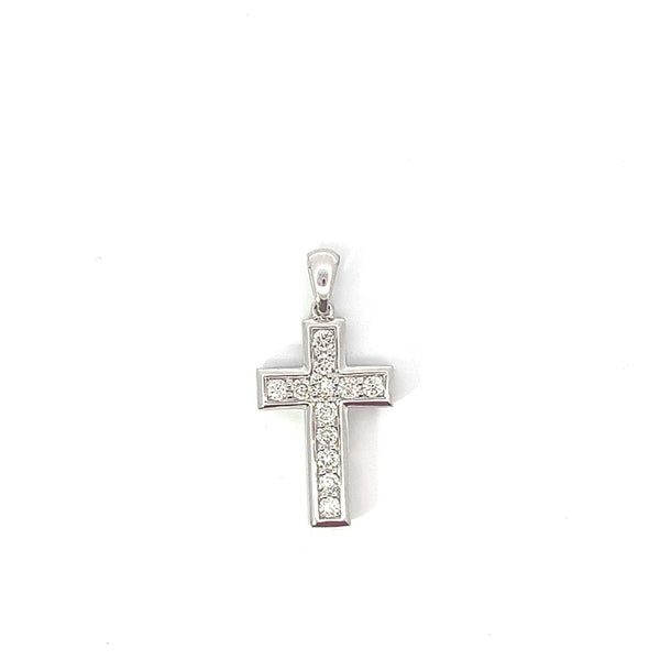 White 14 Karat Gold 0.77 Carats Diamond Cross Pendant