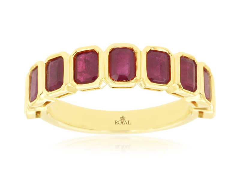 Yellow 14 Karat Gold 2.40 Carats Ruby Stackable Ring