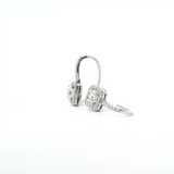 Classic & Contemporary 14K Gold White 2.17 Carats Total Weight Cushion & Round Diamond Dangle Earrings
