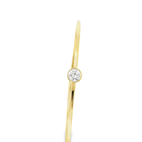 Sophisticated & Timeless Diamond Bracelets 14K Gold Yellow & Titanium Flexible Round Bezel Diamond Bangle Bracelet - 0.5 CTW, Size 6.75 Inch