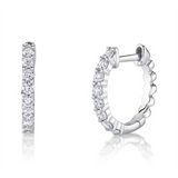 Classic & Contemporary 14K White Gold 0.34 Carats Diamond Huggie Earrings