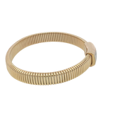 18K Yellow Gold 0.56 Carats Diamond Ribbed Flex Bangle Bracelet - 7.5 Inch