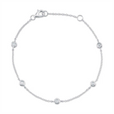 Sophisticated & Timeless Diamond Bracelets 14K White Gold 0.13 Carats Diamond Station Bracelet - 7 Inch
