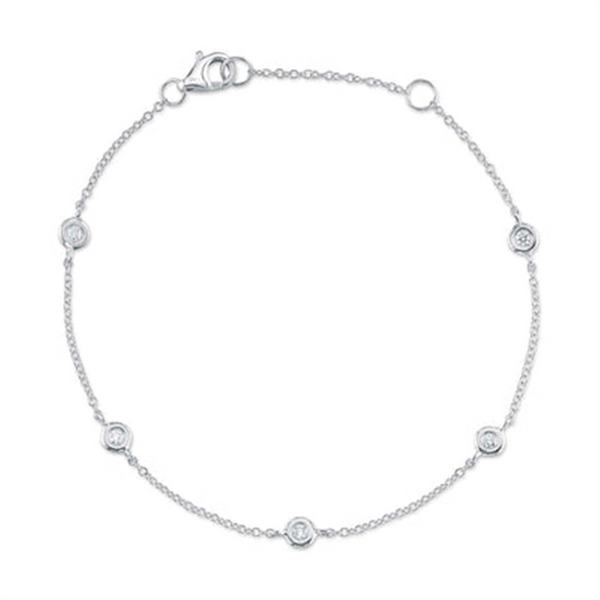 Sophisticated & Timeless Diamond Bracelets 14K White Gold 0.13 Carats Diamond Station Bracelet - 7 Inch