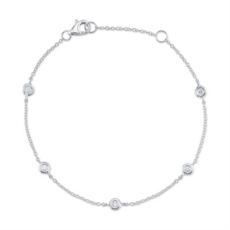Sophisticated & Timeless Diamond Bracelets 14K White Gold 0.13 Carats Diamond Station Bracelet - 7 Inch