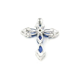 Vibrant 18K Gold 0.80 Carats Sapphire & 0.22 Carats Diamond Medium Cross Pendant