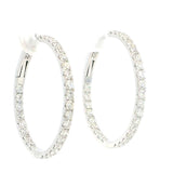 Classic & Contemporary 18K White Gold Inside Out 1.35 Carats Diamond Large Hoop Earrings