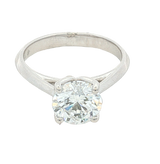 14K White Gold Round Cut 2.0 Carats Lab Grown Diamond Knife Edge Solitaire Ring