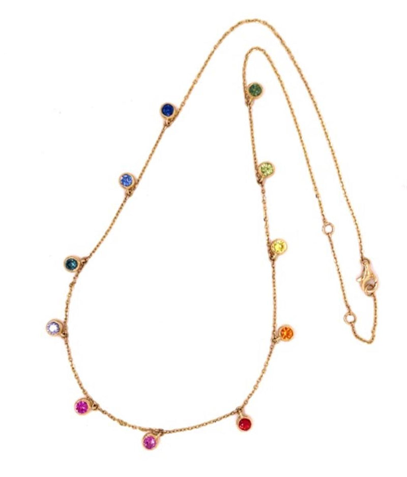 Vibrant 18K Gold Yellow 1.68 Carats Sapphires Necklace, 18 Inch
