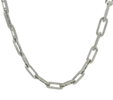 Elegant Diamond Necklaces 18K White Gold 0.99 Carats Pave Diamond Paper Clip Link Necklace - 16.5 Inch