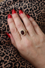 Bold & Elegant 14K Gold Yellow Antique Cushion Red Spinel Fashion Ring - Spinel 2.45 Carats & Diamond 0.24 Carats