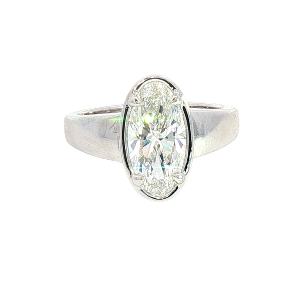 14K White Gold Oval Cut 2.14 Carats Lab Grown Diamond Solitaire Ring