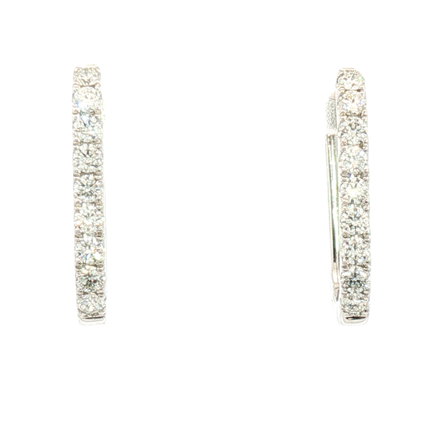 Classic & Contemporary 14K Gold White 0.38 Carats Diamond Medium Hoop Earrings