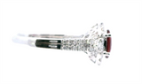 18K White Gold Halo Oval-Cut Ruby & Diamond 3-Stone Inspired Ring, 1.02ct Ruby & 0.55ct Diamonds, F/G Color, VS2 Clarity